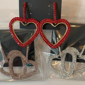 Off Park®, Multi-Color Crystal Tri-Color Tone Set of 3 Dangle Heart Earrings